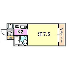 リエス大倉山 1Kの間取図画像