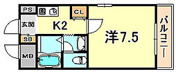 サテライト王子公園 1Kの間取図画像