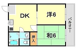 ハイツ菊水 2DKの間取図画像