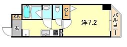 ル・パルトネール三宮東 1Kの間取図画像