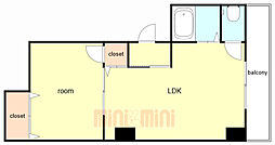 マンション諏訪山 2Kの間取図画像