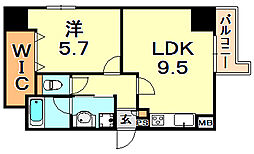 アプリーレ三宮磯上公園 1LDKの間取図画像