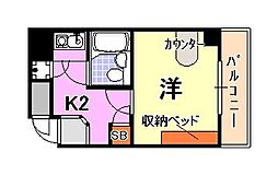 アニメイト神戸 1Kの間取図画像