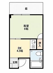 パレスヒラノ 1DKの間取図画像