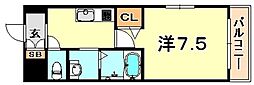 プライムライフ三宮磯上公園 1Kの間取図画像