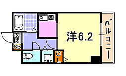 ロイヤルヒル神戸三ノ宮 ワンルームの間取図画像