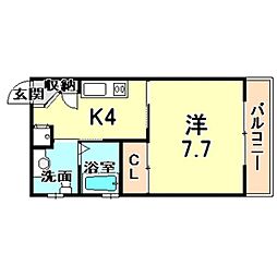 シティフラット三宮東 1Kの間取図画像