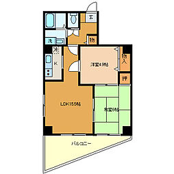 グラン・シャリオ山手田邉 2LDKの間取図画像