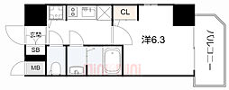 エスリードレジデンス神戸三宮 1Kの間取図画像