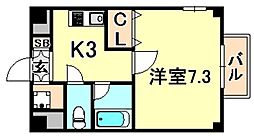 メゾン・ド・ヴィレ須磨潮見坂 1Kの間取図画像