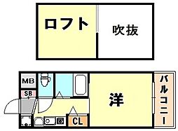 エステムコート三宮駅前ラドゥー 1Kの間取図画像