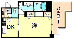 プレジール三ノ宮 1DKの間取図画像