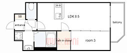 エスリードレジデンスグラン神戸三宮シティ 1LDKの間取図画像