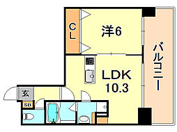 アプリーレ神戸元町 1LDKの間取図画像