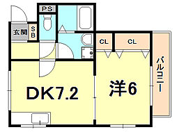 グランソーレ 1DKの間取図画像