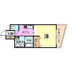 CITYSPIRE神戸元町1 1Kの間取図画像