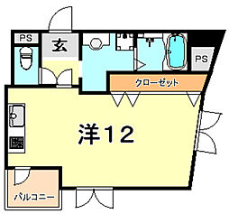 神戸トアロードビル ワンルームの間取図画像