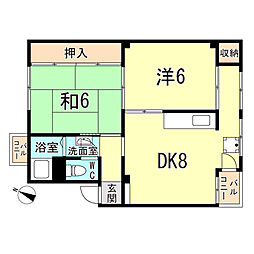 五位ノ池南ビル1号棟 2DKの間取図画像