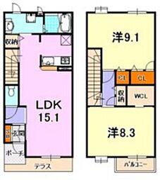 パルティール東須磨C 2LDKの間取図画像