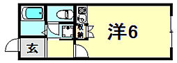 ワコーレ須磨寺 ワンルームの間取図画像