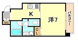 ラ・ウェゾン塚本通 ワンルームの間取図画像