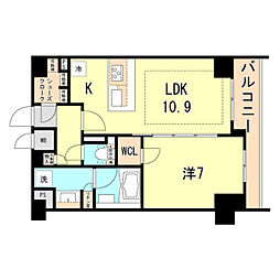 プレサンスKOBEシフォン 1LDKの間取図画像