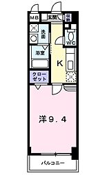 ハッピーデン 1Kの間取図画像