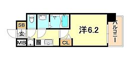 ララプレイス神戸西元町 1Kの間取図画像