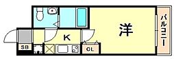 セレニテ三宮 1Kの間取図画像