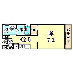 シティフラット三宮東 1Kの間取図画像