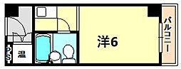 カサベラエステ三宮 ワンルームの間取図画像