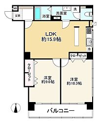 小金井スカイコーポラス 2LDKの間取り
