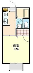 ヴィラ・セリーズ中央 1Kの間取図画像