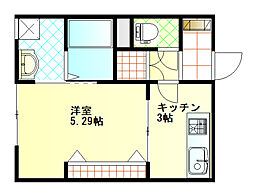 ラヴェリタ 1Kの間取図画像