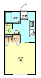 コーポ21タシロ 1Kの間取図画像