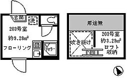 ソフィアジェラート 2階ワンルームの間取り