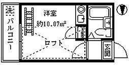 ライフピアストライプ ワンルームの間取図画像