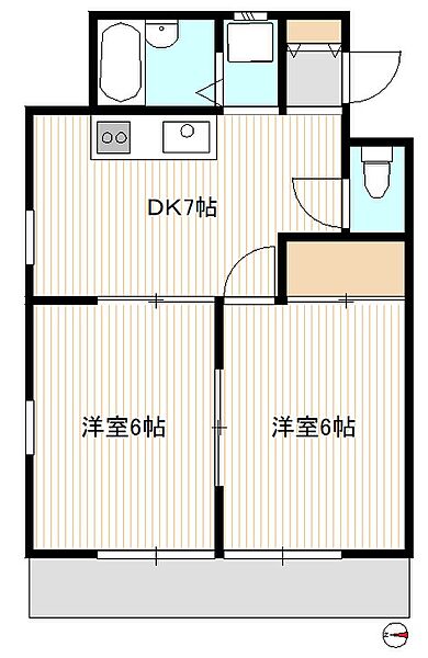 東京都東久留米市本町２丁目(賃貸マンション2DK・3階・40.09㎡)の写真 その2
