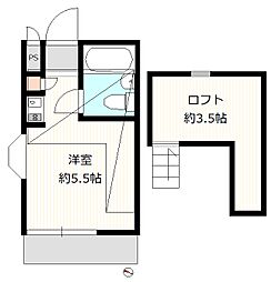 パークアベニューデュエットひばりケ丘A ワンルームの間取図画像