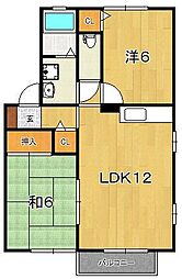 サニーフローラB 2LDKの間取図画像