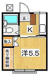 MUハイムA棟 1Kの間取図画像