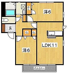 フェリセス1 2LDKの間取図画像