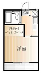だるまアパ−ト 2階1Kの間取り
