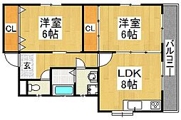 マンション藤2番館 2LDKの間取図画像