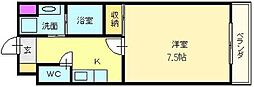 コートアレスト 1Kの間取図画像