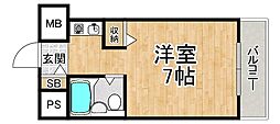 パープルマンション3号館 ワンルームの間取図画像