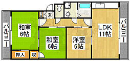 高畑マンション 3LDKの間取図画像