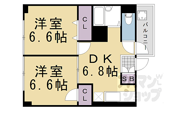 京都府京都市中京区富小路三条下ル朝倉町(賃貸マンション2DK・2階・45.09㎡)の写真 その2