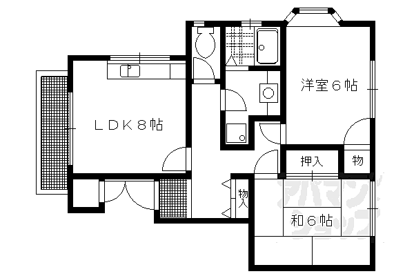 メゾンプランドール 202｜京都府京都市左京区岩倉忠在地町(賃貸アパート2LDK・2階・53.00㎡)の写真 その2