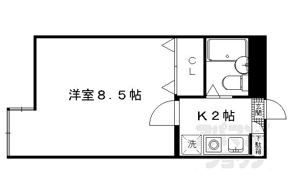 珠光ビル百万遍 205｜京都府京都市左京区田中里ノ前町(賃貸マンション1K・2階・20.00㎡)の写真 その2